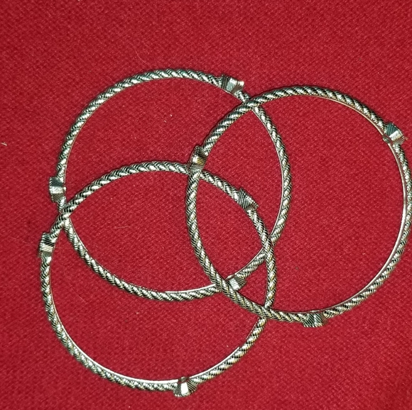 Sterling Ripka Set of 3 cz station bangles. - Picture 3 of 4